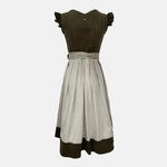 High-quality Alpenherz Dirndl Marie in olive cord with removable wing sleeves – fashionable, modern, and perfectly on trend for Oktoberfest.