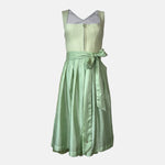 Alpenherz Dirndl Sunny in vibrant apple green with flattering cut and matching apron – fresh, modern, and ideal for festive occasions.