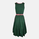 Versatile rental dirndl: Angermaier Dirndl with floral green bodice, gingham apron, gated for Oktoberfest charm