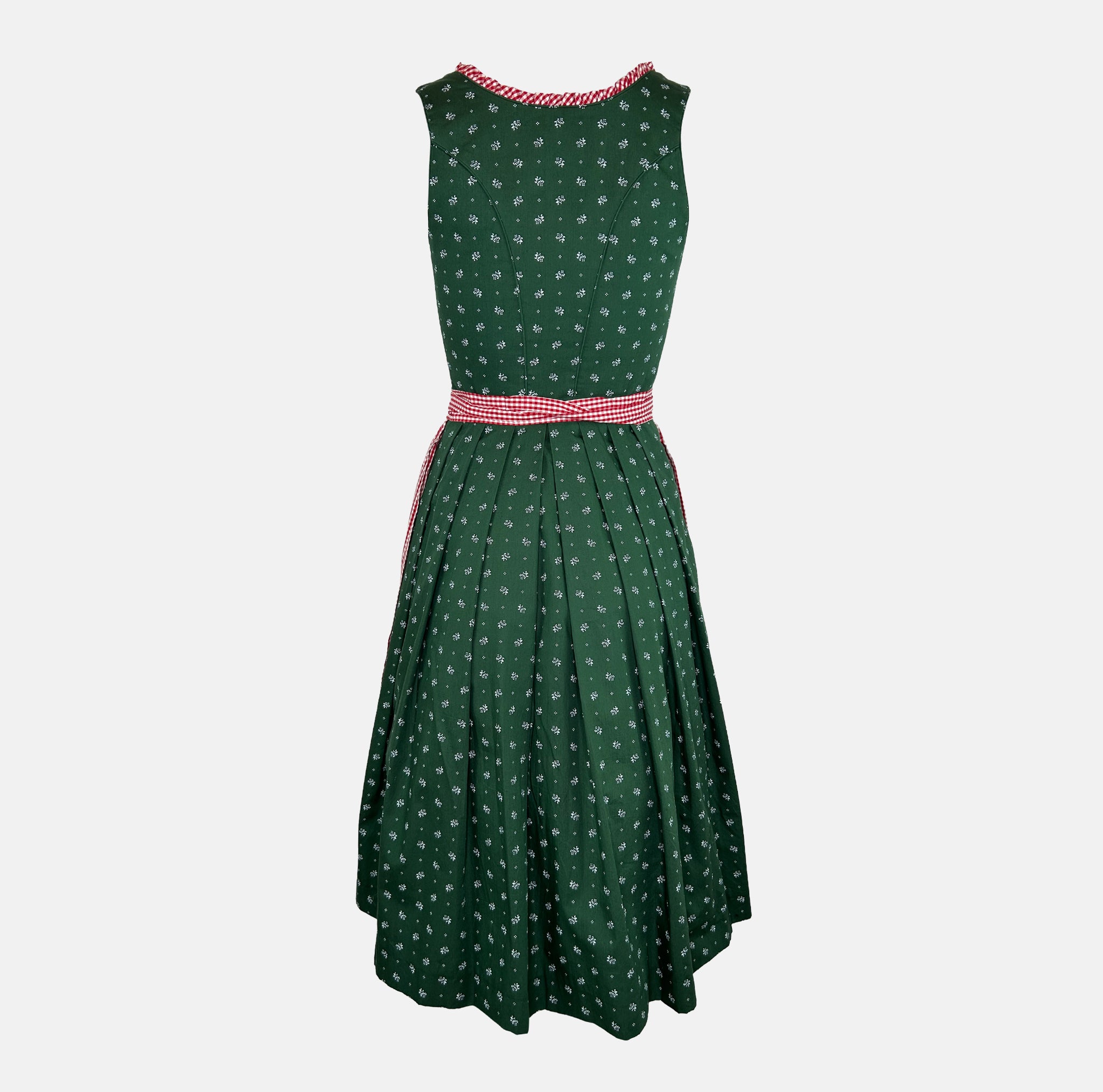 Versatile rental dirndl: Angermaier Dirndl with floral green bodice, gingham apron, gated for Oktoberfest charm