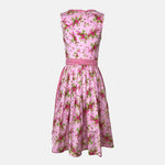 Berwin & Wolff dirndl in rose pink with satin ribbon lace bodice and matching apron—60 cm midi length, elegant and feminine, for Oktoberfest rental via Versatile.