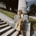 Elegant Berwin & Wolff Oktoberfest dirndl, brown and beige design, available as Bavarian rental dress at Versatile OTM in Munich.