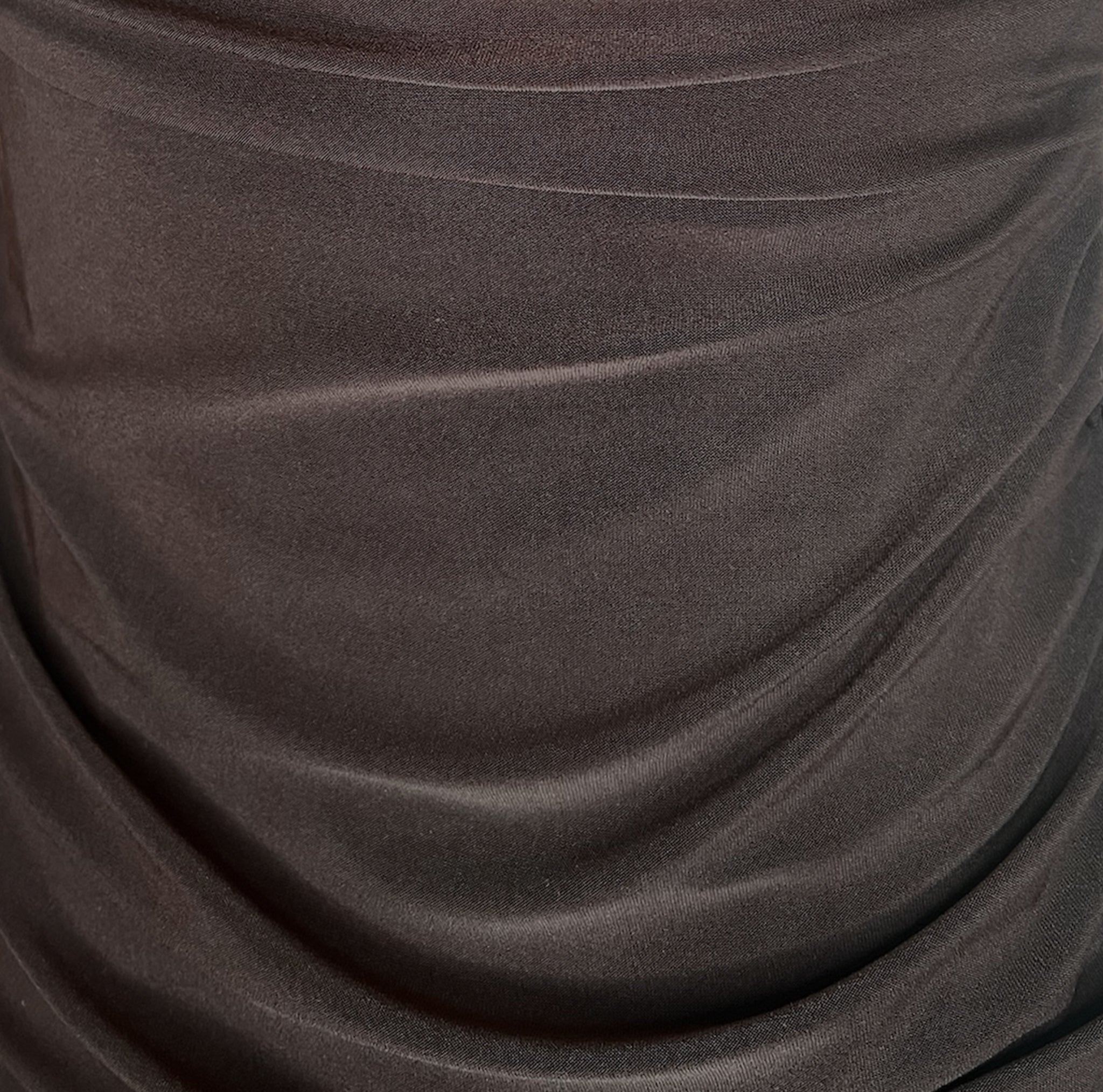 Brown one-shoulder Cumbia evening dress by Miphai detail  