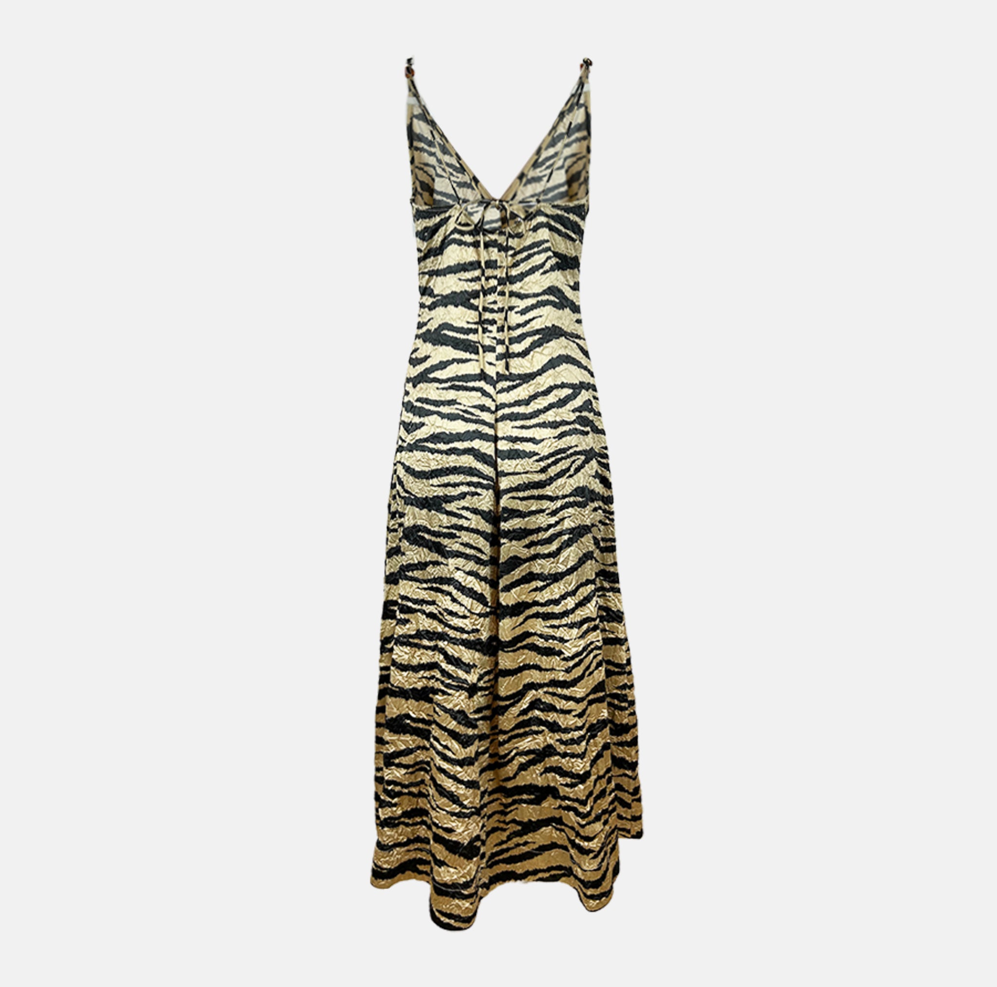 GANNI Printed Crinkled Satin Slip Midi Dress Party Summer Rental 