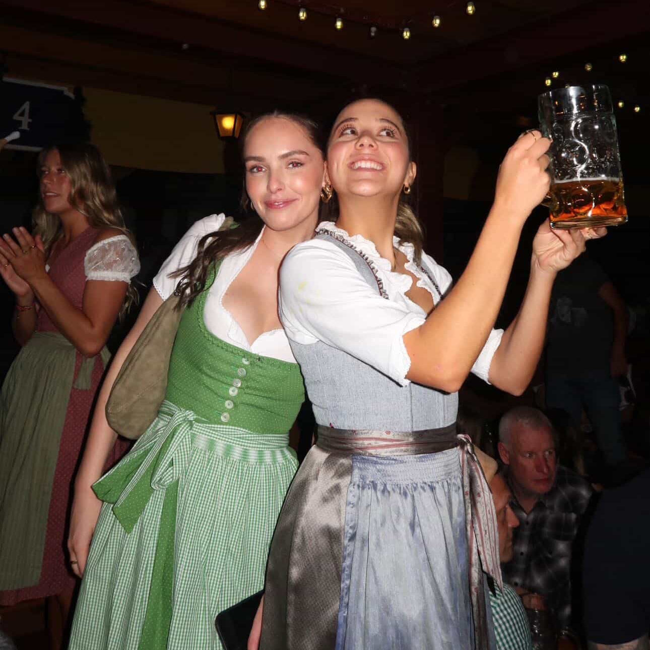 Rent your Hammerschmid Dirndl for Oktoberfest laugh and smile as much as these girls in their rented Dirndls ready to go and have fun. Rent it on Versatile