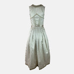 Champagne-colored Krüger dirndl with jacquard bodice, satin ribbon lacing, and a matching full-length apron – refined and timeless.