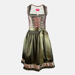 Traditional German dirndl dress by Krüger with a green apron for rent - online or in Munich