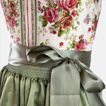 Krüger Madl pink-green midi dirndl with rose-patterned bodice and checked skirt for rent