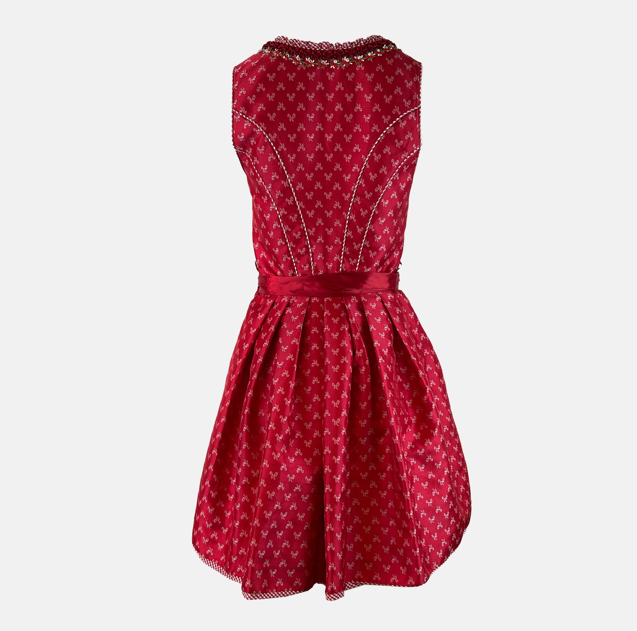 Red traditional Krüger Dirndl dress for rent in Munich at Versatile 
