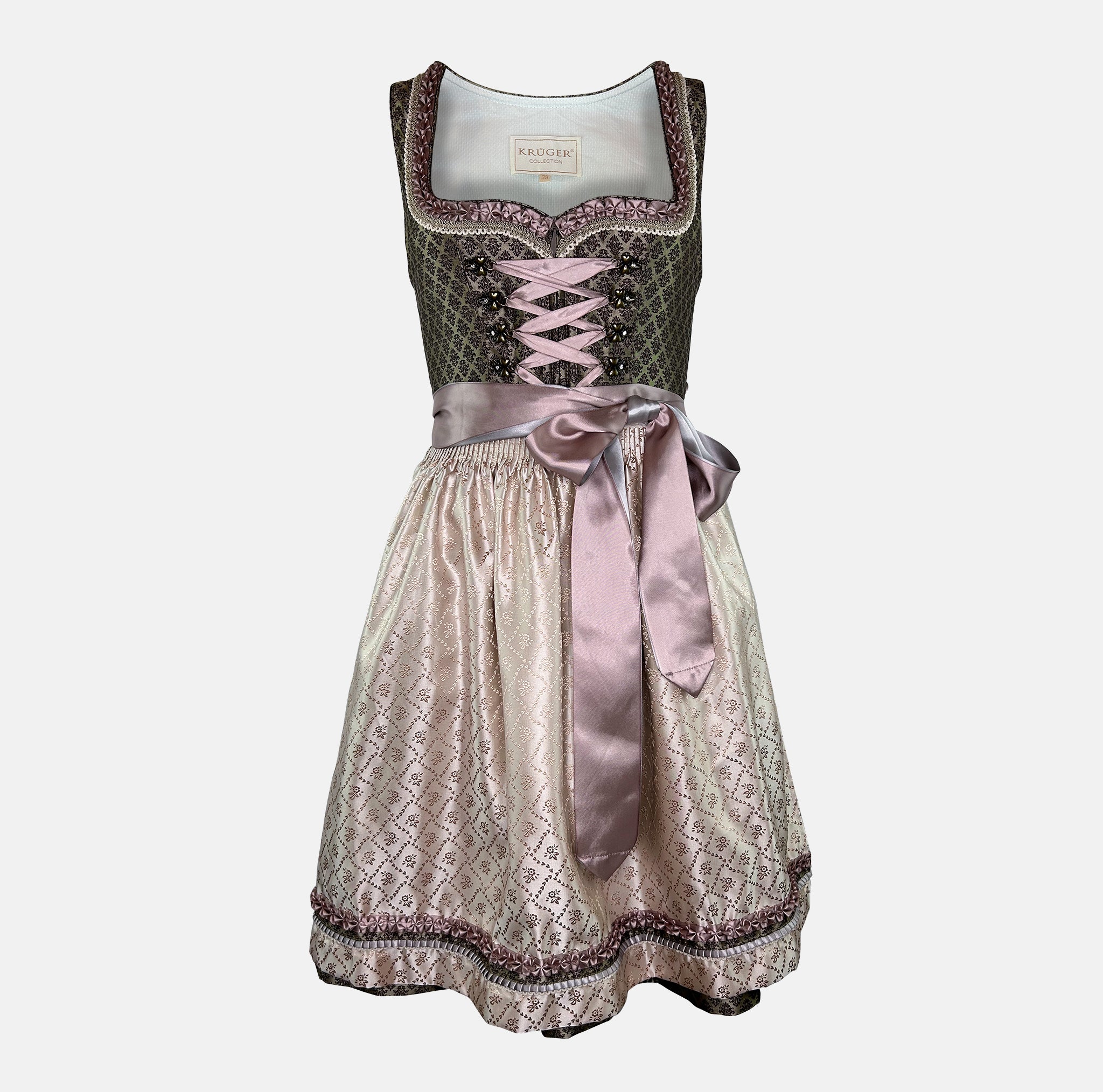 Affordable dirndl dress rental in Munich or online. Rent the elegant Krüger Dirndl Merida in bordeaux—perfect for Oktoberfest and events. Book your dirndl cheap today!