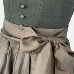 Versatile rental dirndl: Ma.le.ma forest-green dirndl with olive skirt and apron, handmade in Munich, Bavarian Oktoberfest dress