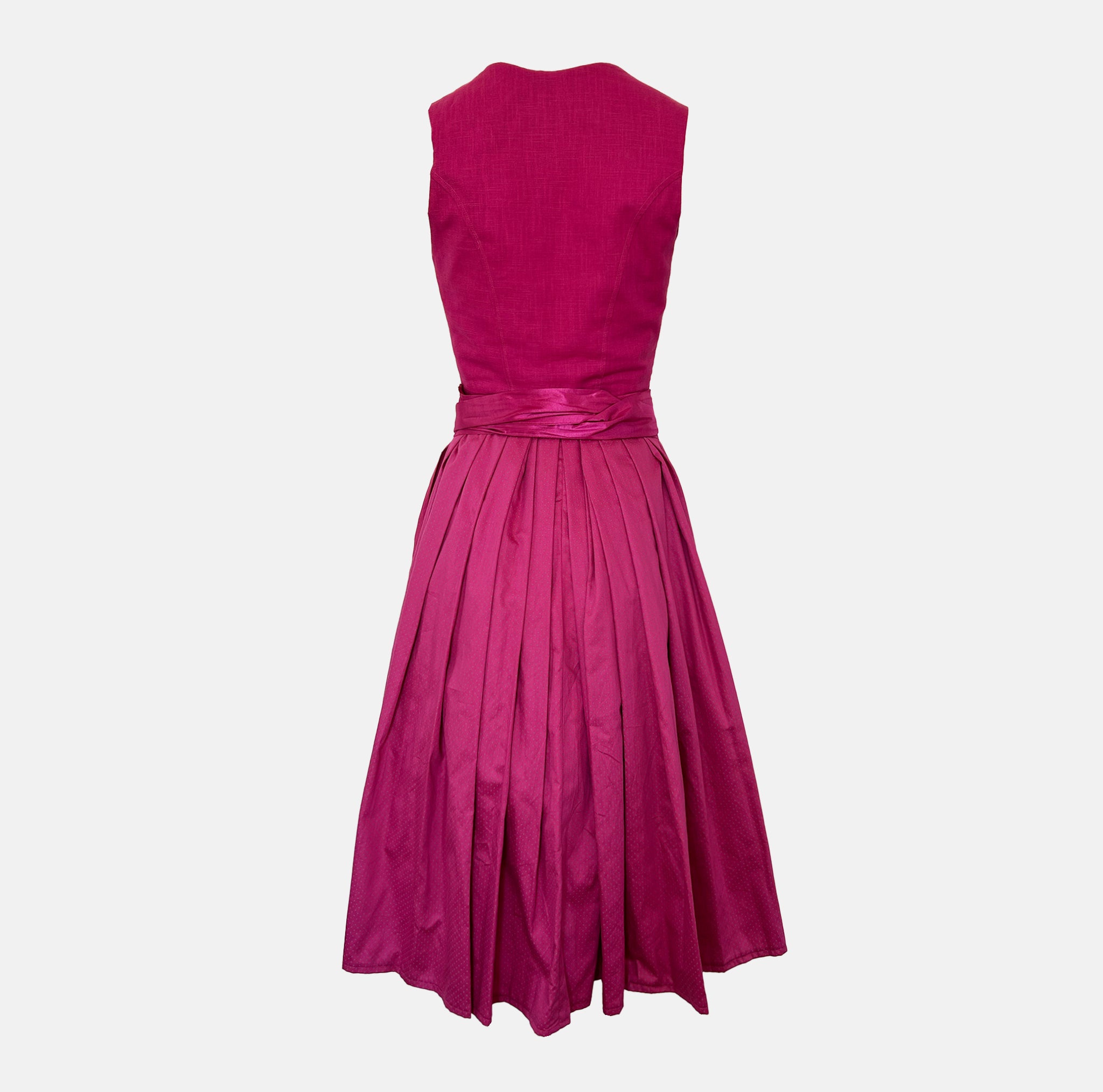 Versatile rental dirndl: Ma.le.ma fuchsia dirndl handmade in Munich, silk skirt with bow apron, authentic Bavarian Oktoberfest outfit