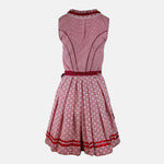 Red Krüger dirndl with checkered bodice and gingham apron for Oktoberfest rental