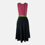 Berwin & Wolff Bavarian rental dirndl with pink striped bodice, jewel button accents, and green apron, available at Versatile OTM in Munich.
