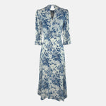 Reformation Carolena Floral-Print Crepe De Chine Midi Dress Wedding Guest Dress Rental 