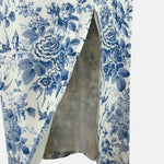 Reformation Carolena Floral-Print Crepe De Chine Midi Dress Wedding Guest Dress Rental Detail
