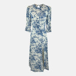 Reformation Carolena Floral-Print Crepe De Chine Midi Dress Wedding Guest Dress Rental 