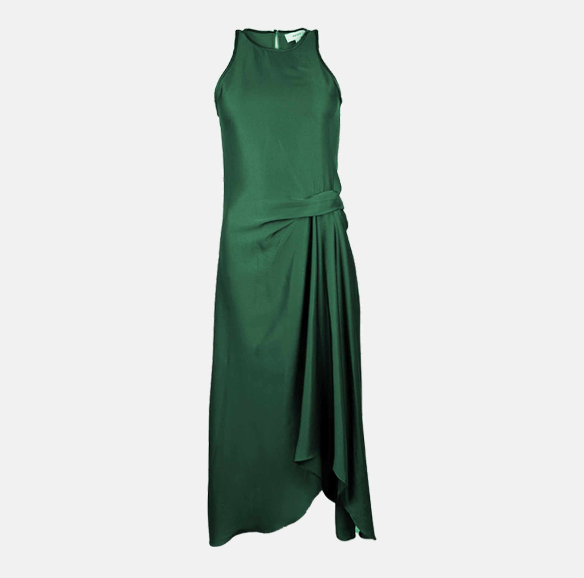 green emerald velvet dress Rent Reiss Micah Satin Drape Midi Dress – Timeless Elegance – Versatile