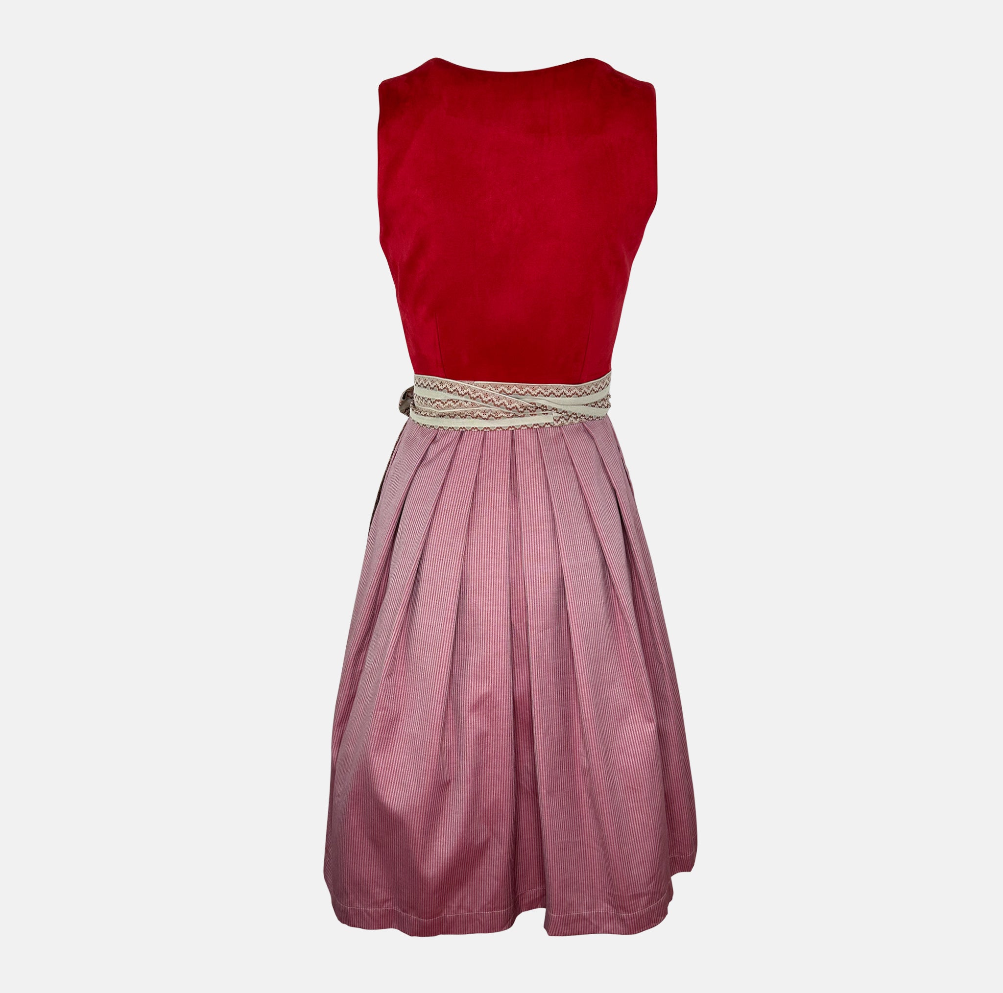 Samantha Red" Dirndl by LIMBERRY is a striking traditional dirndl ready to rent for Oktoberfest  