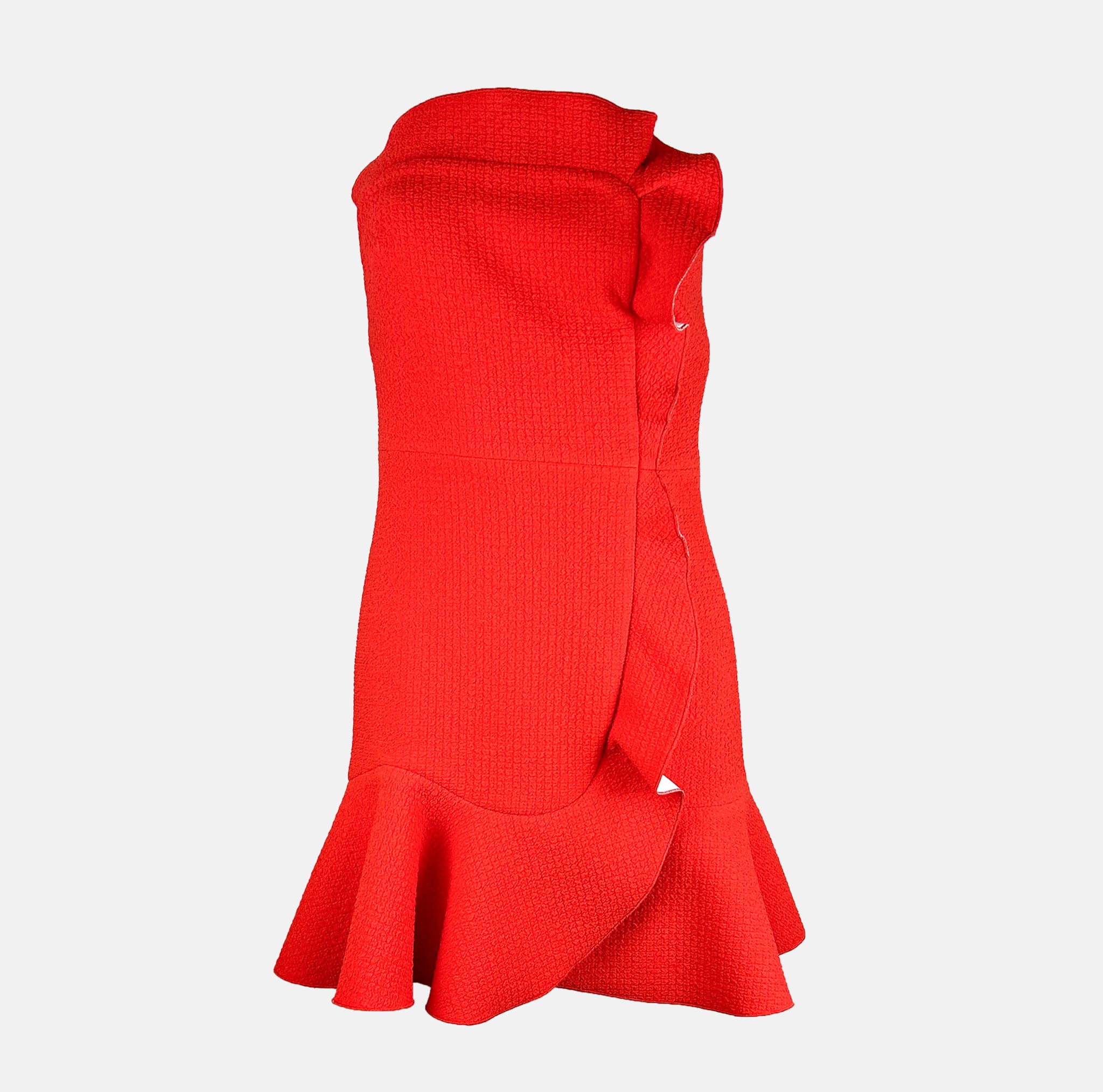 Rent Sandro Ruffle Mini Dress – Coral Red Bustier – Versatile