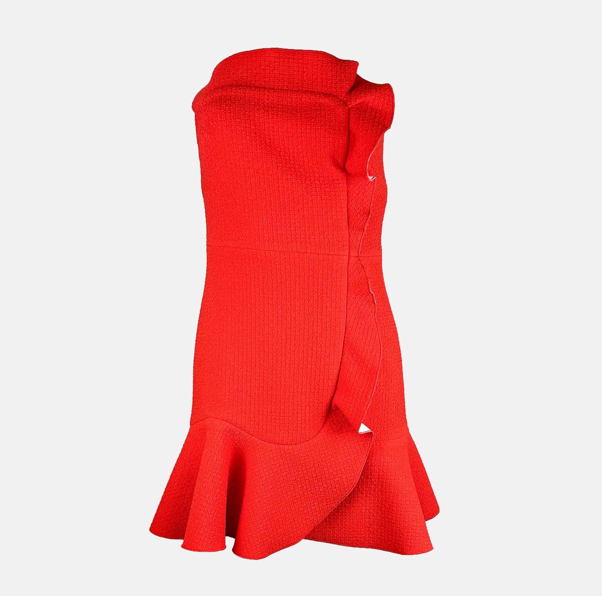 sandro red dress Rent Sandro Ruffle Mini Dress – Coral Red Bustier – Versatile