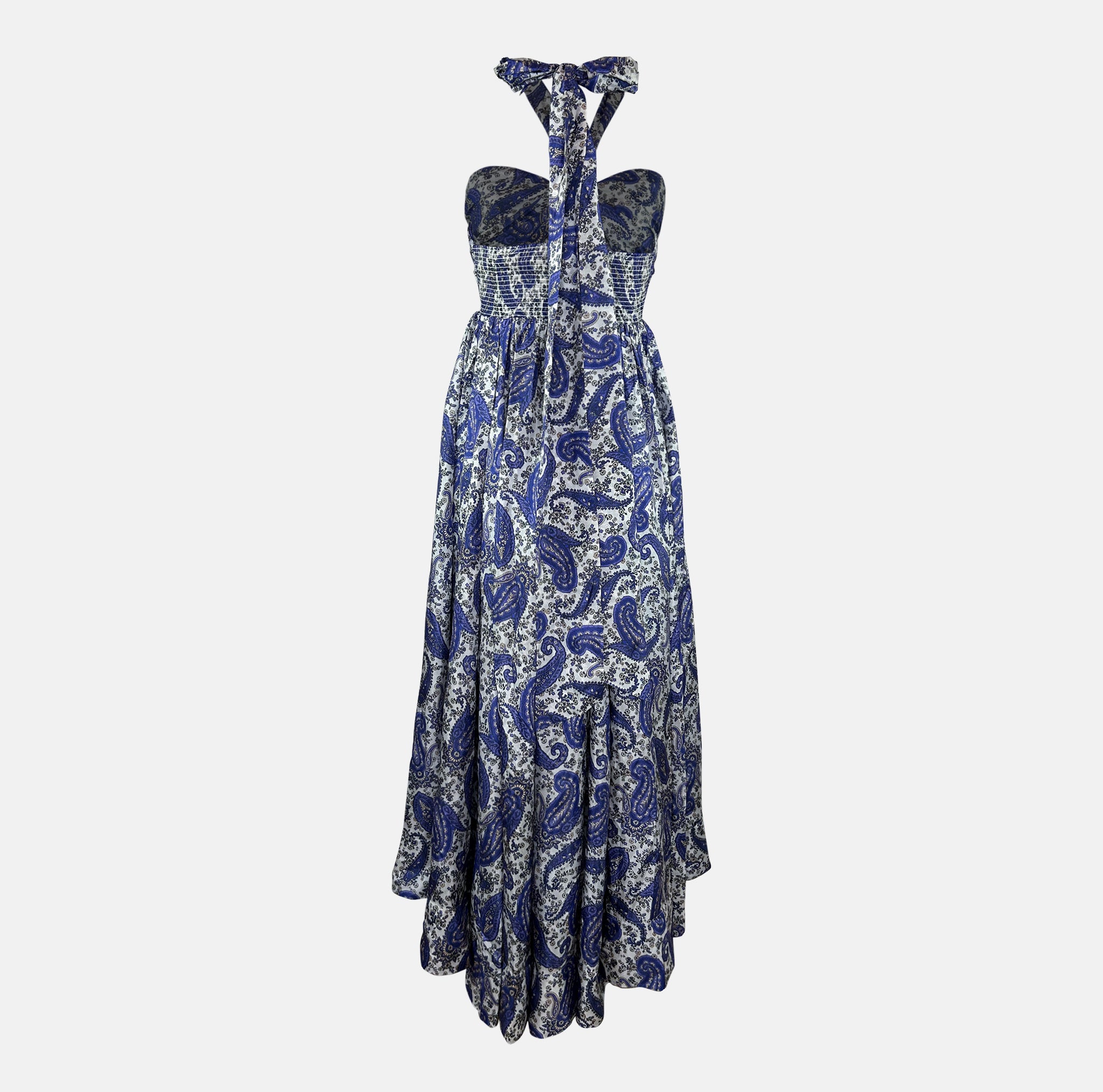 Zimmermann Devi Halter Midi Dress made of Silk with Print and Pleats to rent 