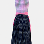 Back view of pink and navy Berwin & Wolff Dirndl with checked bodice and floral midi skirt