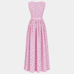 Back view of Berwin & Wolff pink rose gingham Dirndl with long skirt and pink waist sash