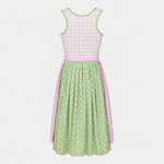 Back view of Berwin & Wolff Vintage pink and green Dirndl for Oktoberfest rental in Munich