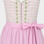 Detail of Berwin & Wolff Vintage pink and green Dirndl with checked bodice, decorative bead details and pink apron bow