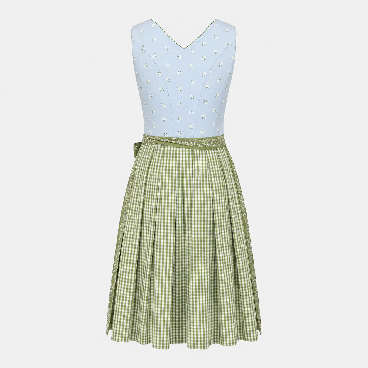 Back view of Hammerschmid Cutie light blue and green Dirndl for Oktoberfest rental in Munich