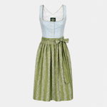 Hammerschmid Cutie light blue and green Dirndl with floral bodice and green apron for Oktoberfest rental in Munich