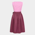 Back view of pink and burgundy Heimatgwand Dirndl for Oktoberfest rental in Munich