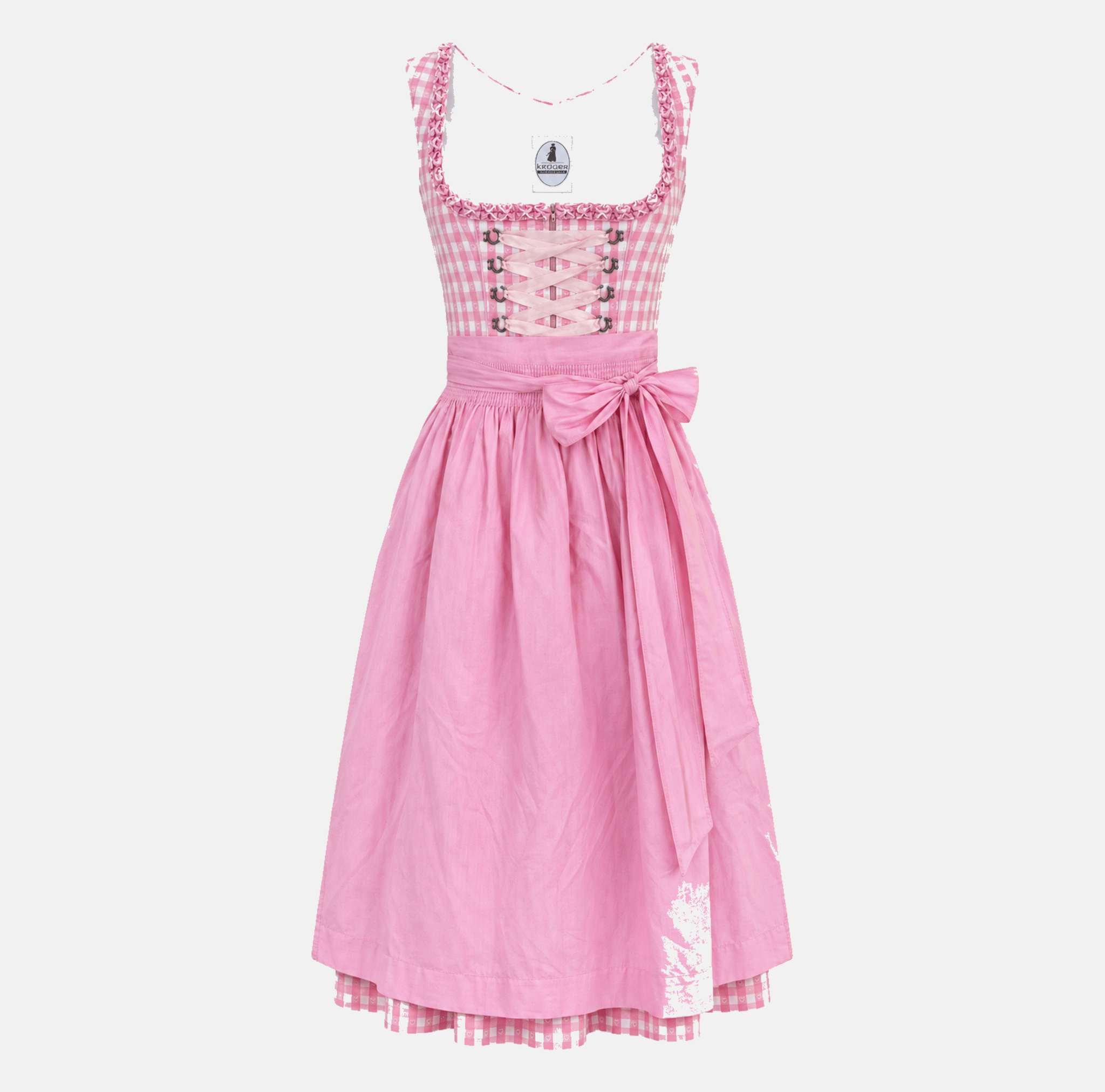 Krüger Manufaktur pink and white gingham Dirndl for Oktoberfest rental in Munich